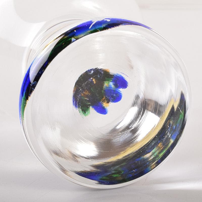 ガラス作家 小林貢作 宙吹硝子 ワイン杯 共箱 C R7834