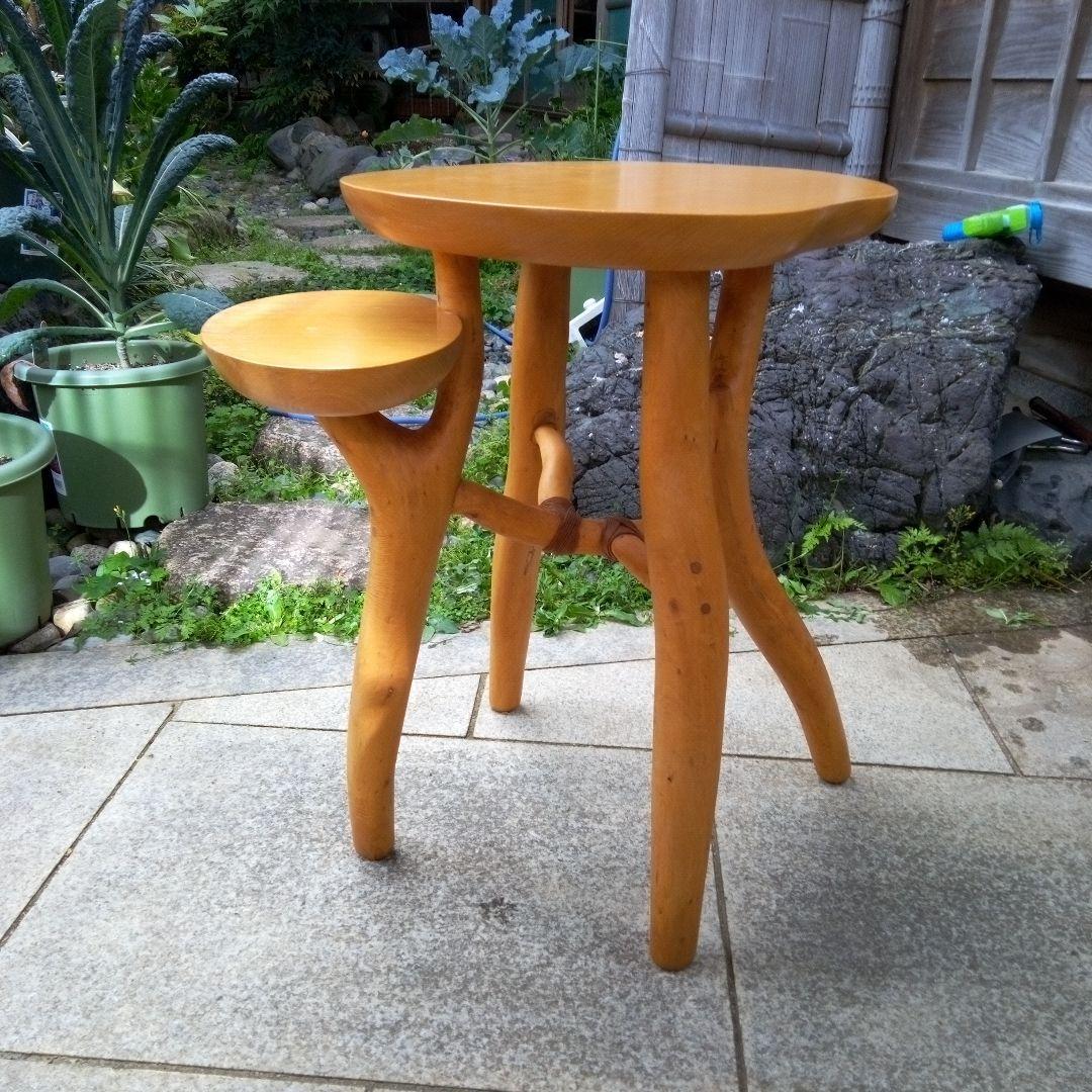 自然木の机　家具　ハンドメイド　木の温もり　手作り　つくえ　天然木　自然木　レア