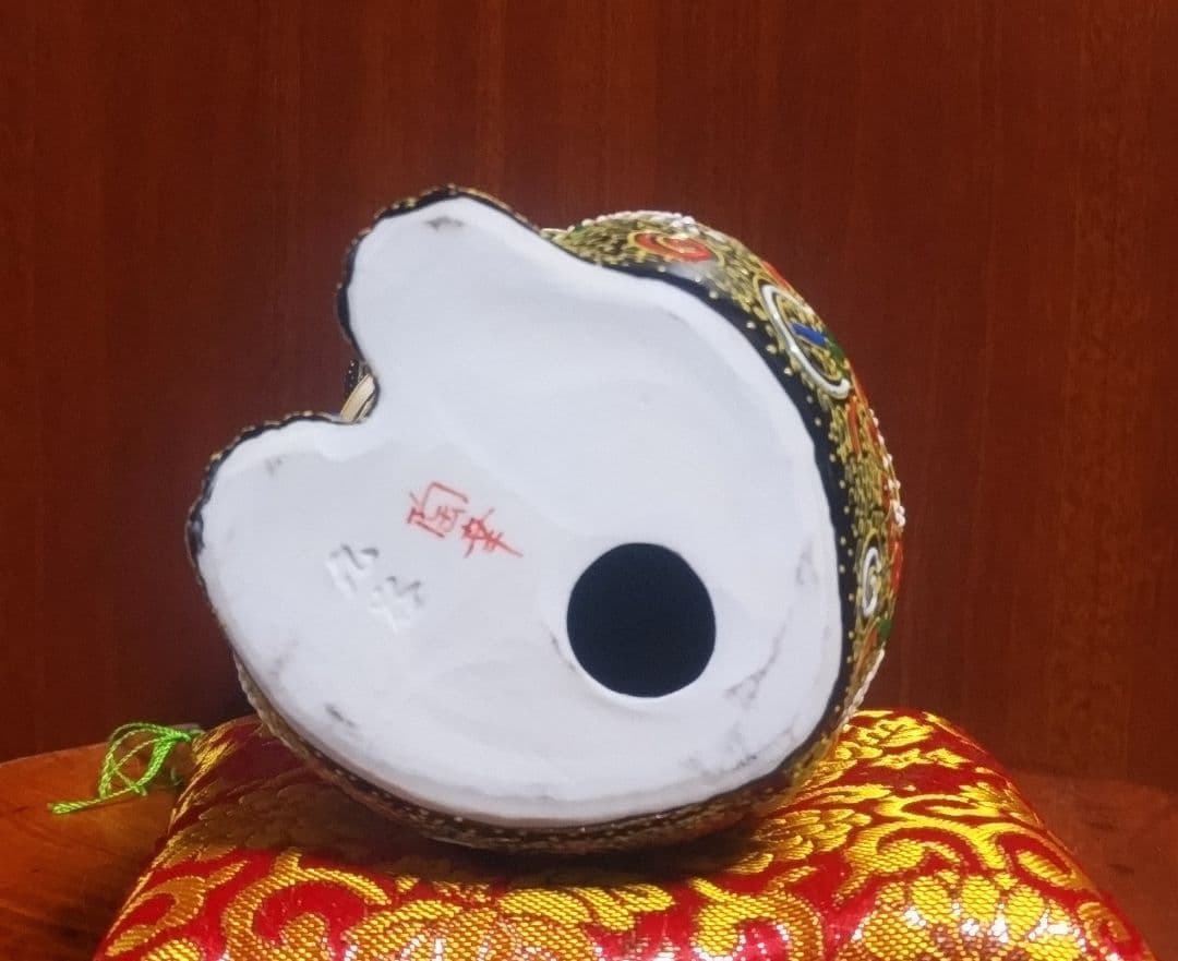 九谷焼 招き猫 ６号 ２点セット 宝船＆赤盛 座布団付き