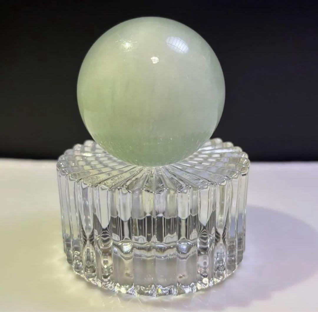 【天然石】　グリーン　ラビットヘア　スフィア　パワーストーン　丸玉　大玉