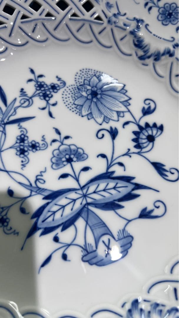 お値下げしました ◆新品未使用マイセン ブルーオニオン メッシュプレート 大皿