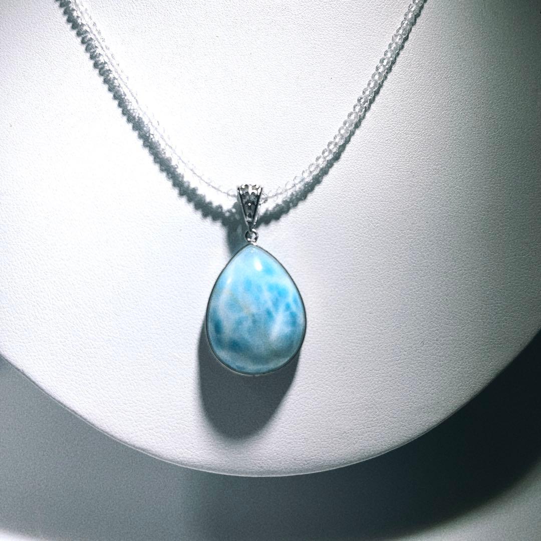 ラリマーペンダント水晶ミラーカットネックレスNO25-1787