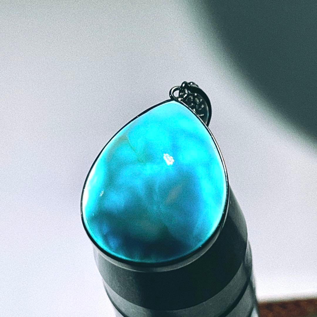 ラリマーペンダント水晶ミラーカットネックレスNO25-1787