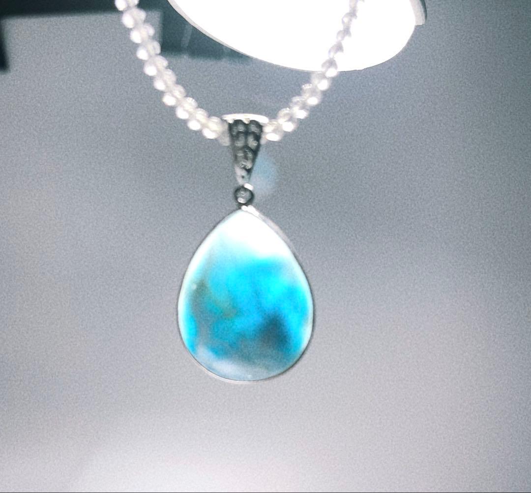 ラリマーペンダント水晶ミラーカットネックレスNO25-1787