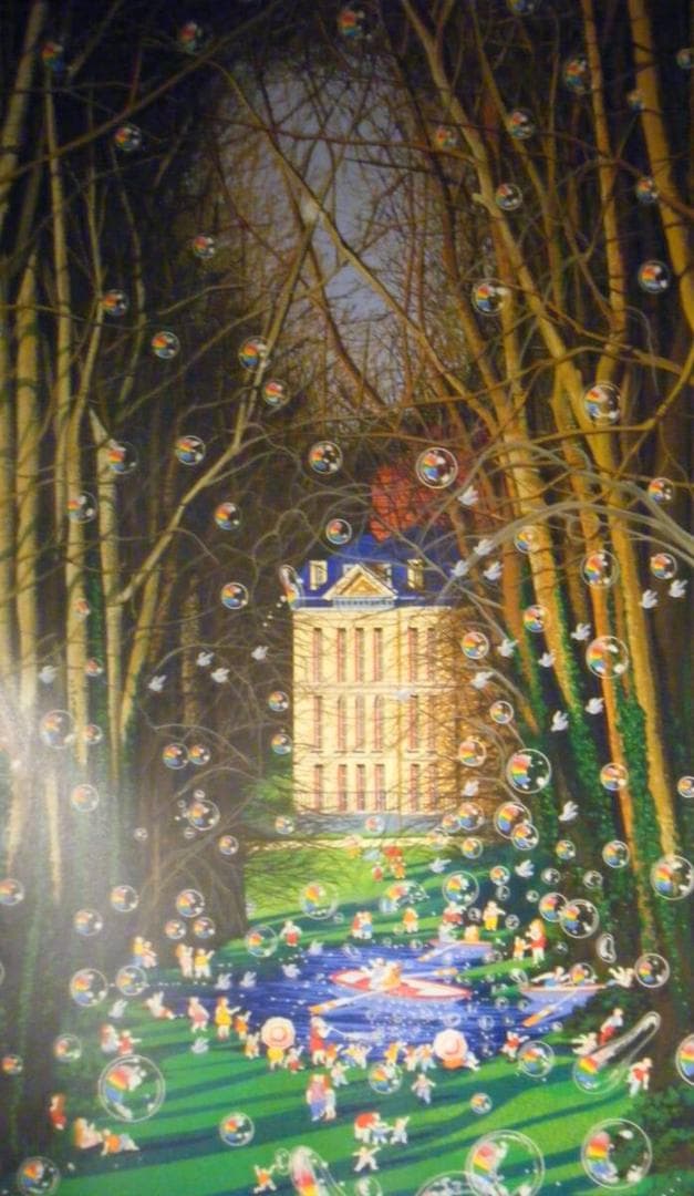 真作】版画 ヒロ・ヤマガタ シルクスクリーン 森の小径 名品 T12