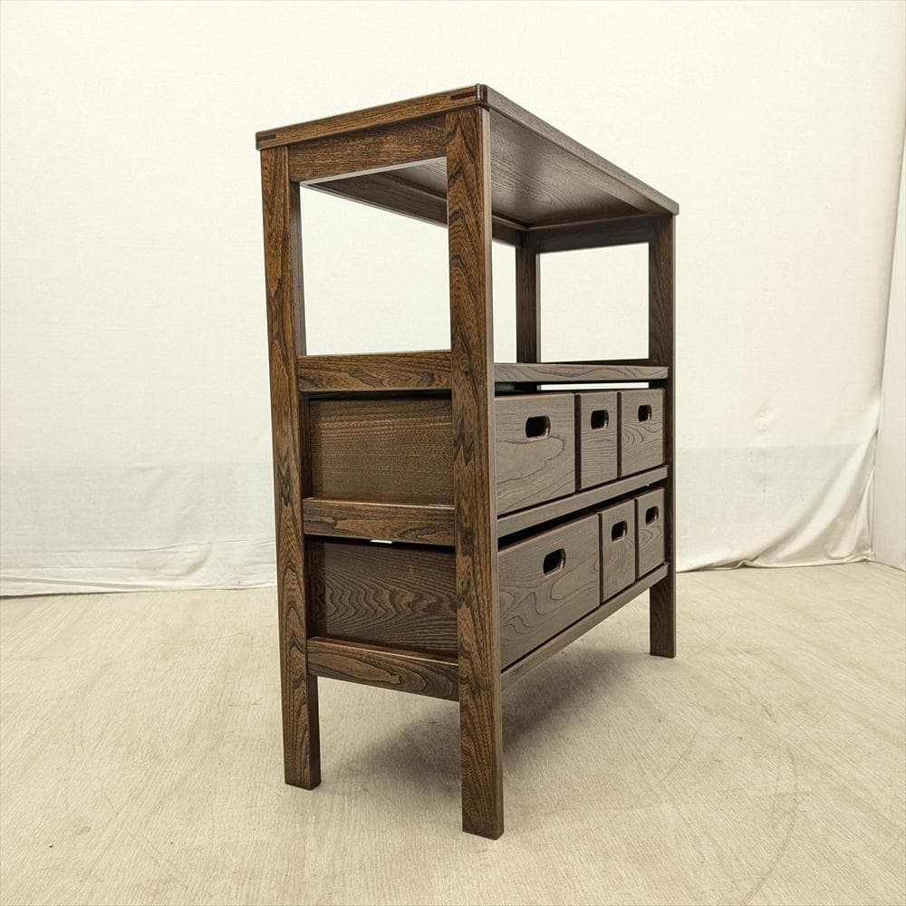 美品　ニレ材　無垢　遊木民　北海道　整理箱　収納棚　オープンラック　キャビネット