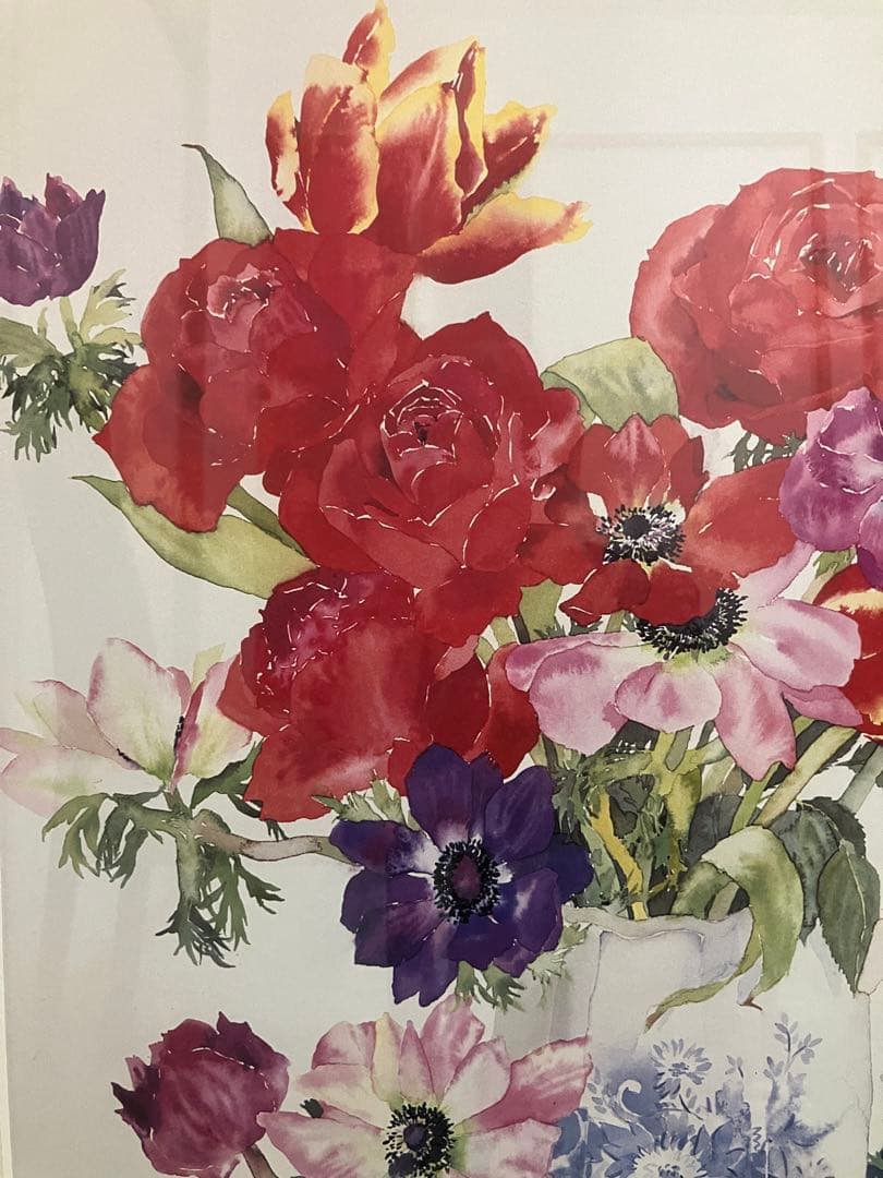 メアリーウディン　花　水彩画　 額装