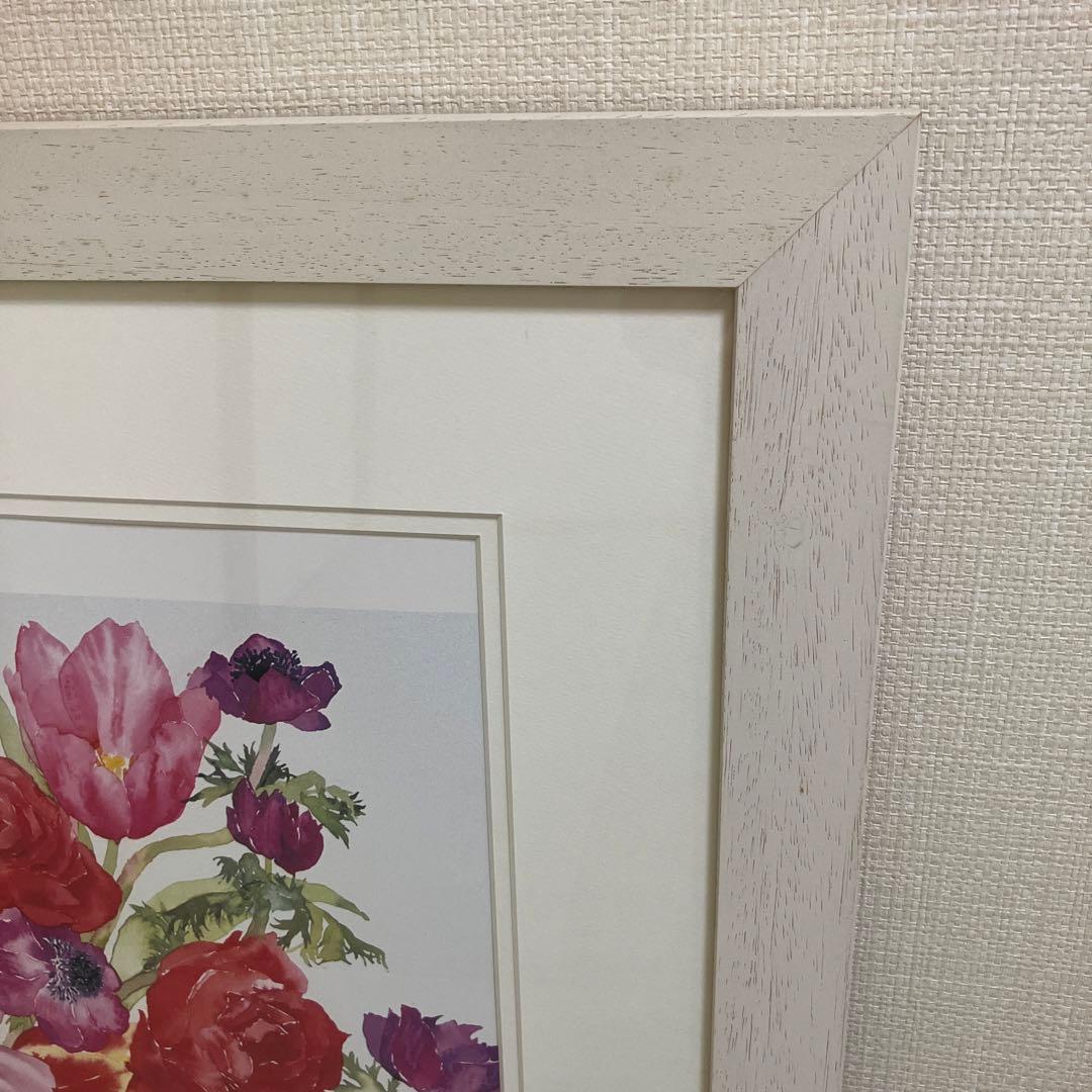 メアリーウディン　花　水彩画　 額装