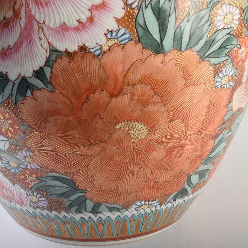 りか様専用 九谷焼名工 九谷中田錦玉 百花繚乱 花詰文壷 花入 D R8825H
