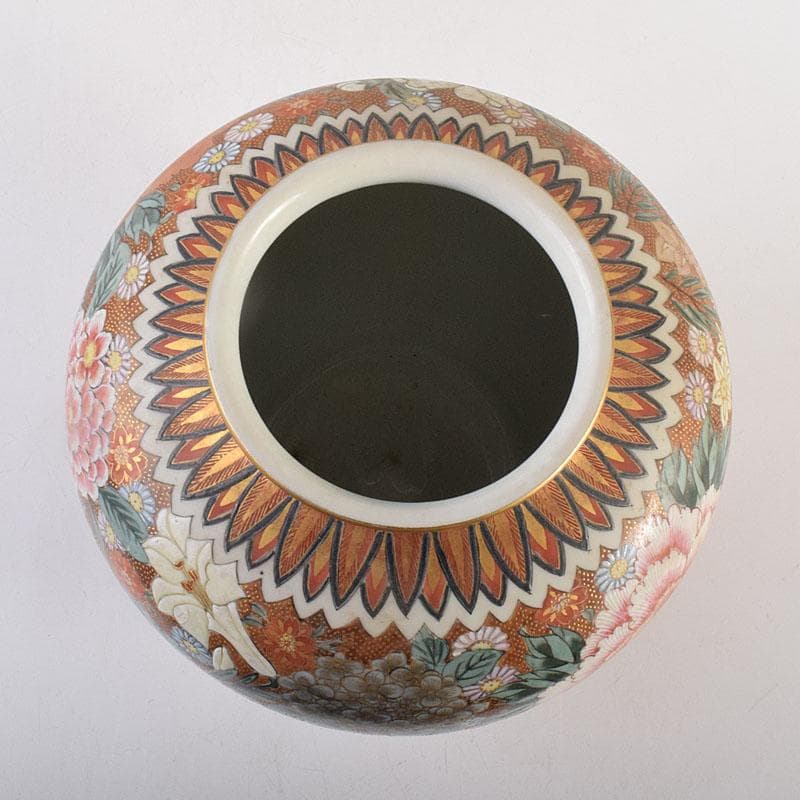 りか様専用 九谷焼名工 九谷中田錦玉 百花繚乱 花詰文壷 花入 D R8825H