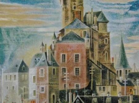 岡鹿之助、【群落】、希少な大判額装用画集より、美品、日本人画家