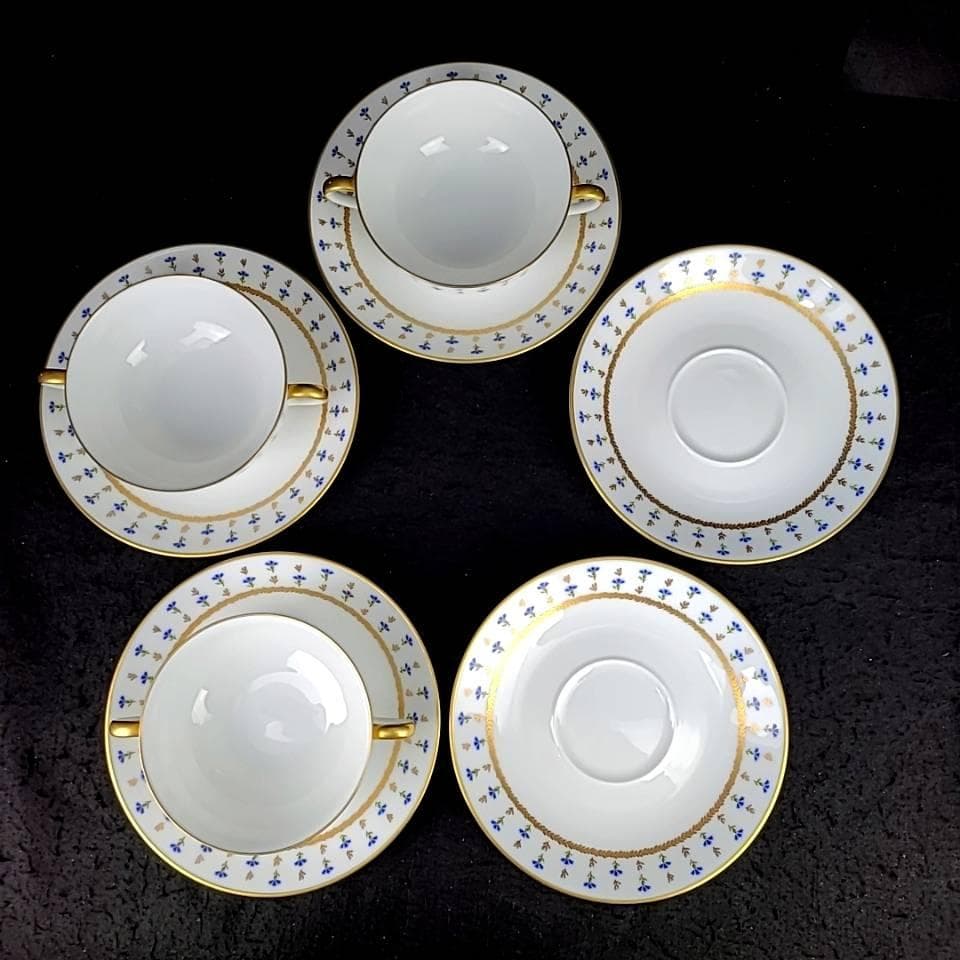 ◆美品◆レイノー　リモージュ　ビュー・ニヨン　矢車草　スープカップ　3客