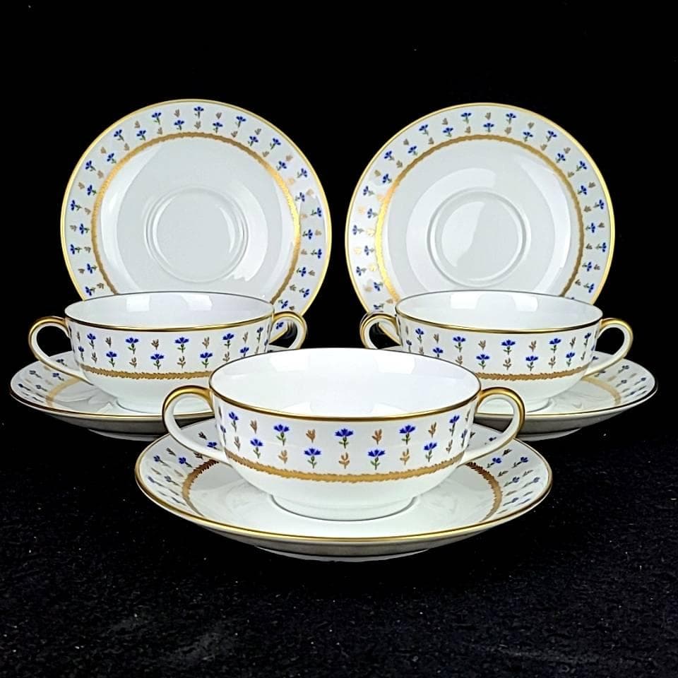 ◆美品◆レイノー　リモージュ　ビュー・ニヨン　矢車草　スープカップ　3客