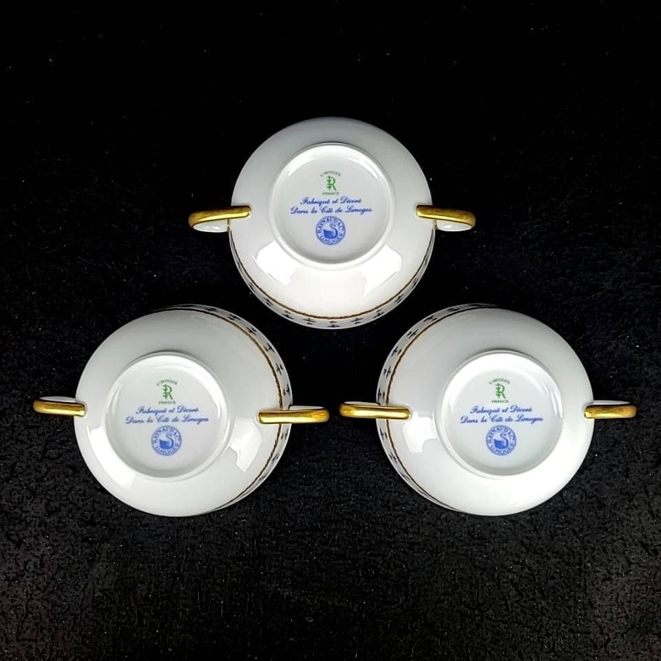 ◆美品◆レイノー　リモージュ　ビュー・ニヨン　矢車草　スープカップ　3客