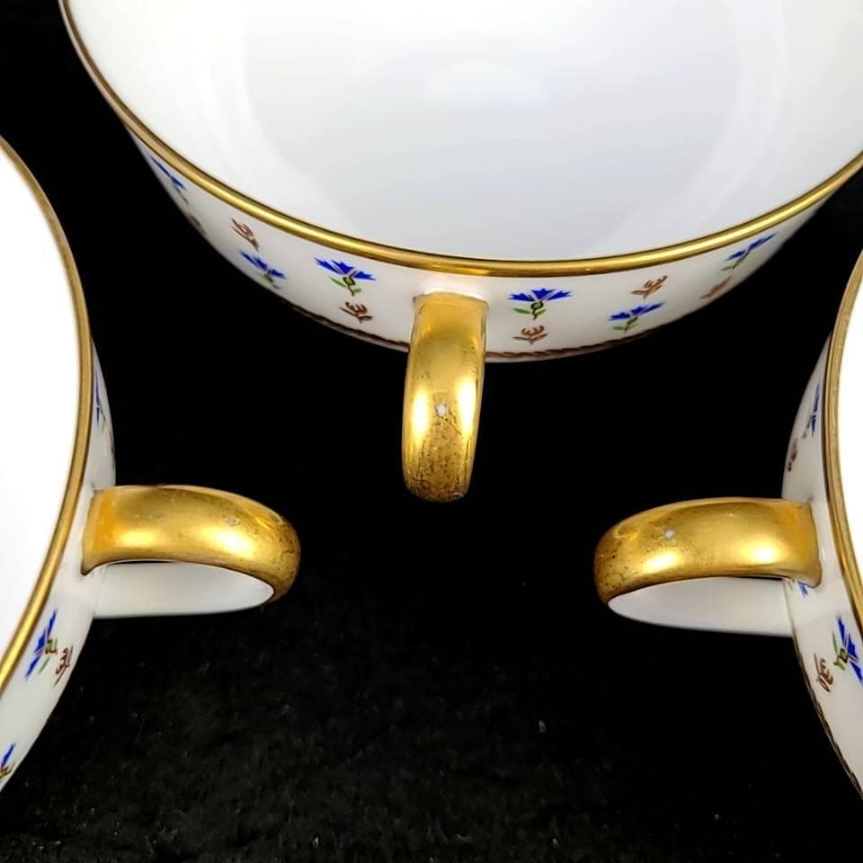 ◆美品◆レイノー　リモージュ　ビュー・ニヨン　矢車草　スープカップ　3客