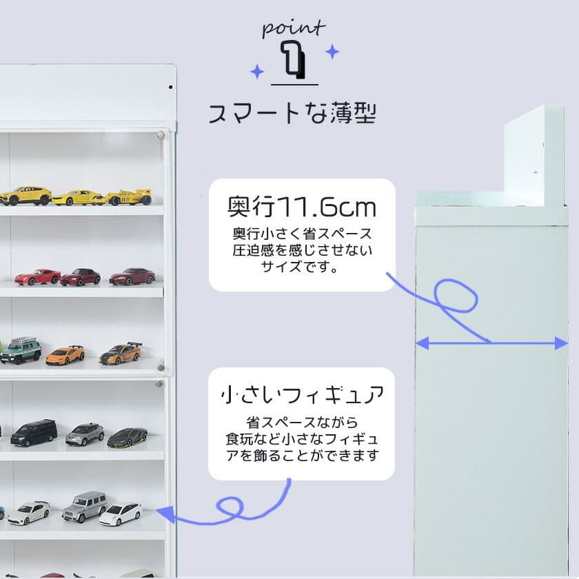 超薄型壁面ラック ダブルタイプ アクリルふた付き 完成品2台セット