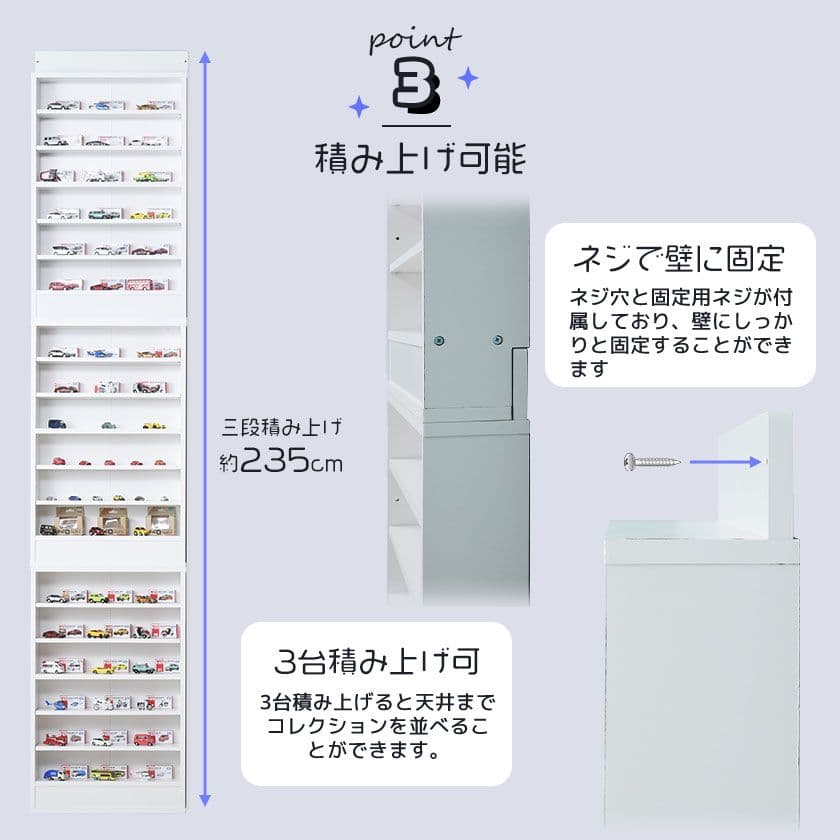 超薄型壁面ラック ダブルタイプ アクリルふた付き 完成品2台セット