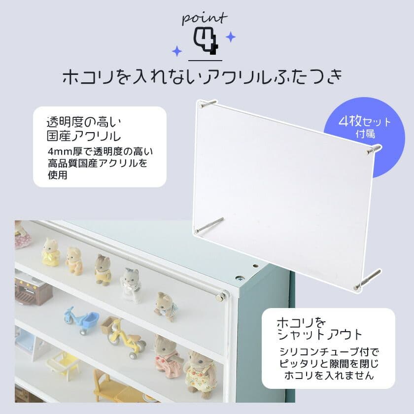 超薄型壁面ラック ダブルタイプ アクリルふた付き 完成品2台セット