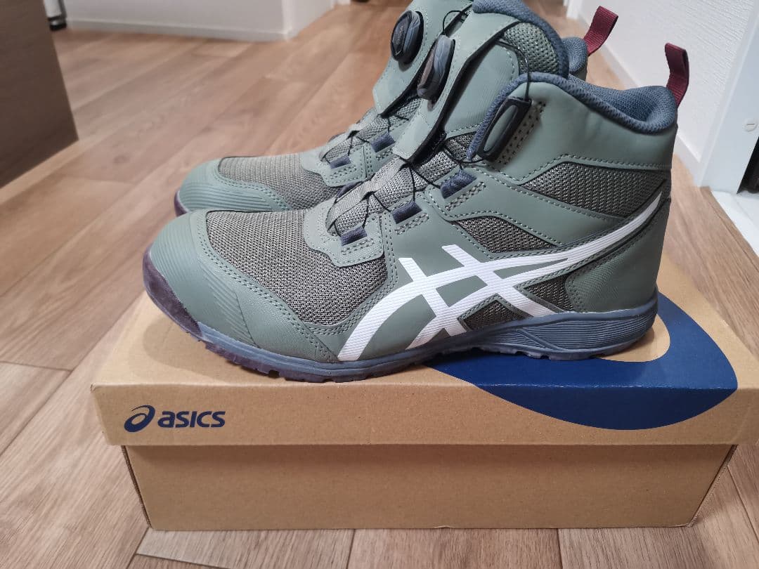 ASICS ハイカット安全靴 グレー/オリーブ