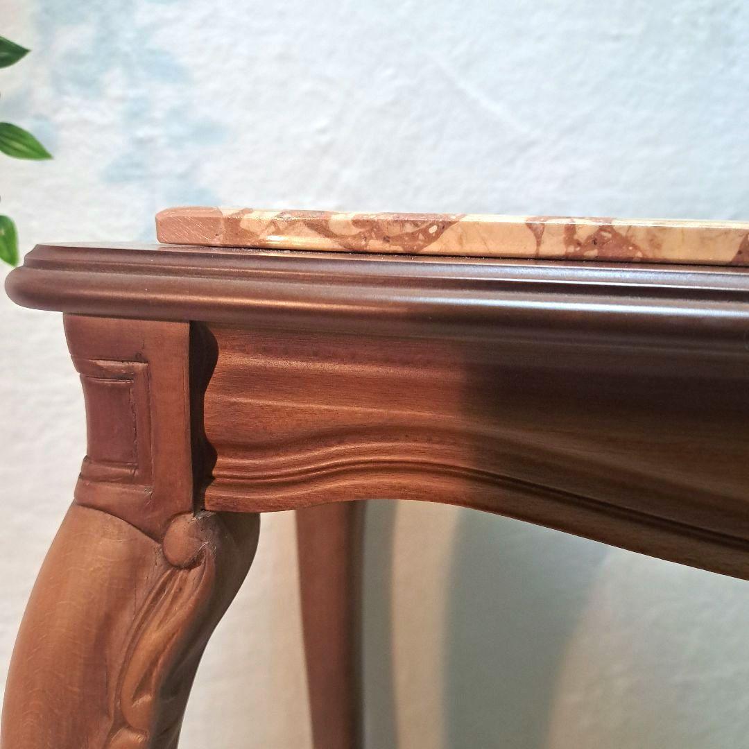 イタリア製 大理石天板 花台 マホガニーフレーム ITALY ロココ調