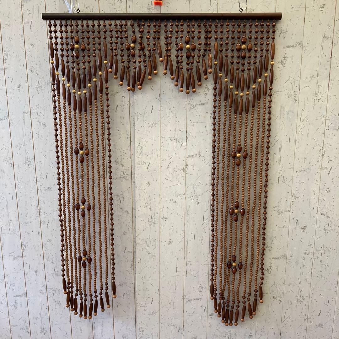 昭和レトロ 木製 ビーズのれん 玉すだれ 暖簾 ビーズカーテン 飾り