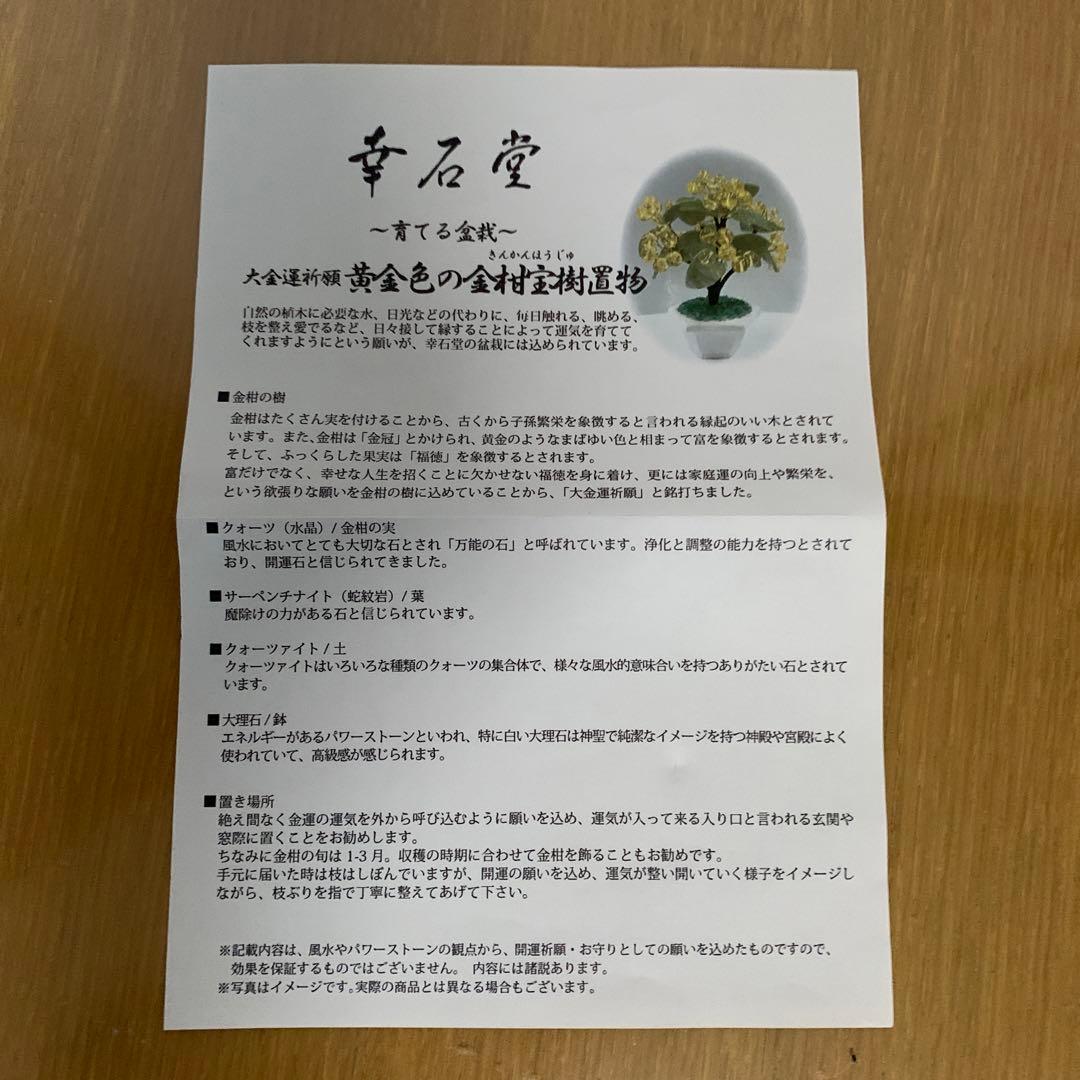 美品・幸石堂〜育てる盆栽〜大金運祈願　黄金色の金柑宝樹置物