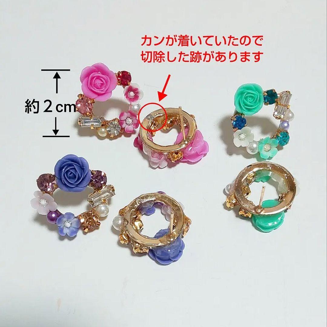 【609】薔薇のピアス／樹脂粘土