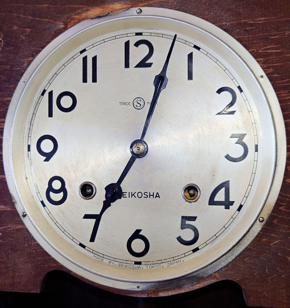 〈完動・美品〉精工舎　ステンドグラス調　スリゲル宮型ゼンマイ振り子時計