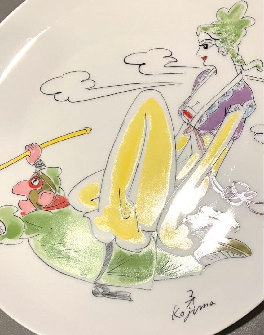 飾り絵　大皿／小島功作『西遊記』（菊正宗、黄桜、カッパ）