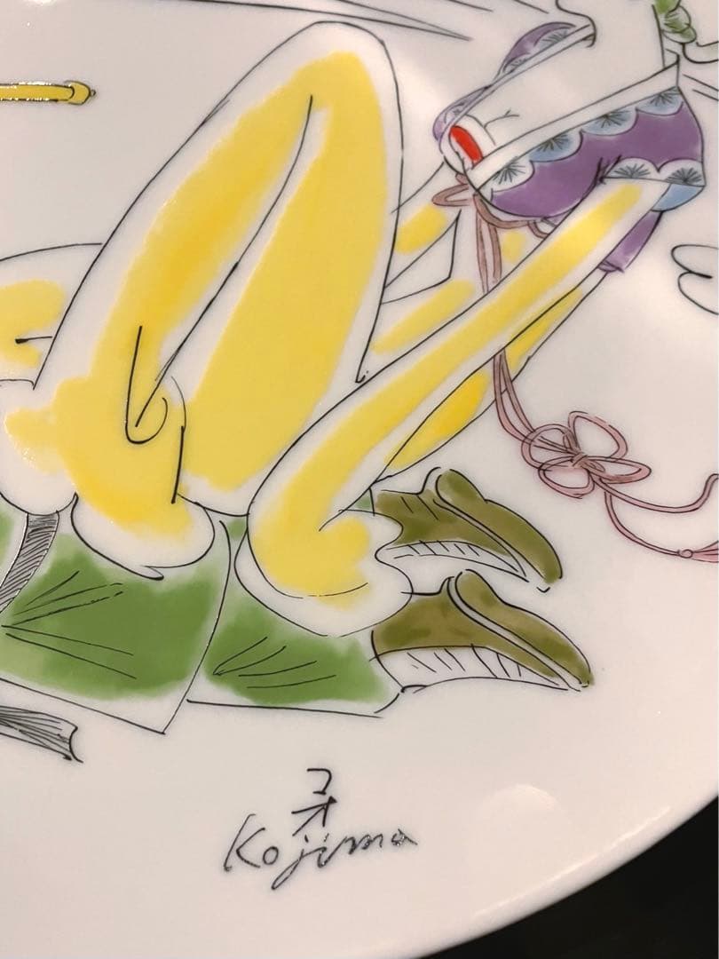 飾り絵　大皿／小島功作『西遊記』（菊正宗、黄桜、カッパ）