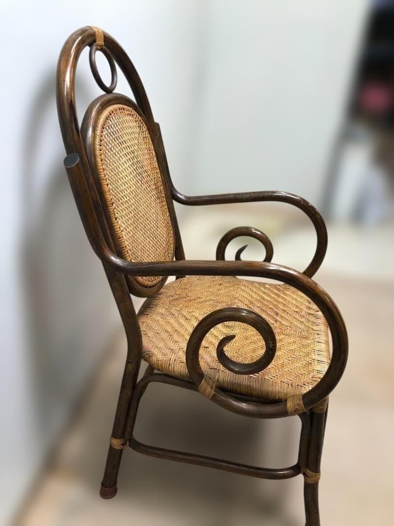 ラタンチェア　イス　ヴィンテージ　ラタン　藤家具　250226-3