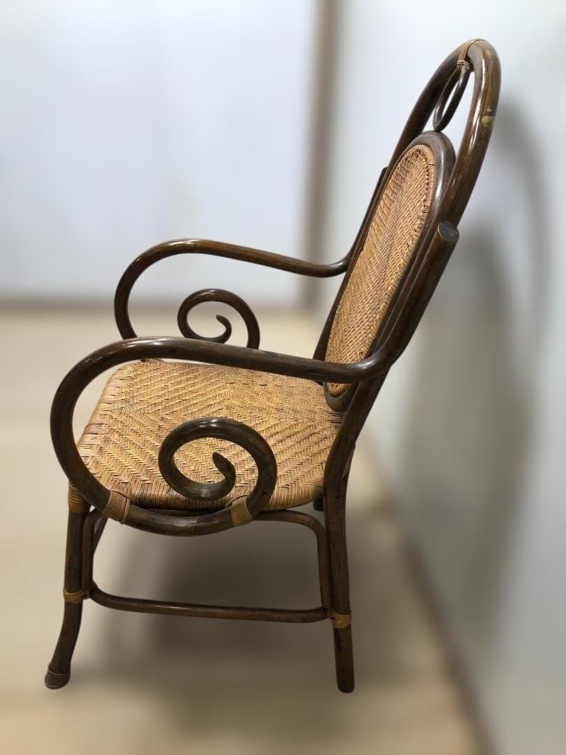 ラタンチェア　イス　ヴィンテージ　ラタン　藤家具　250226-3