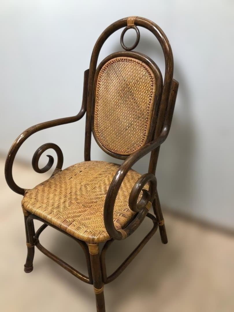 ラタンチェア　イス　ヴィンテージ　ラタン　藤家具　250226-3