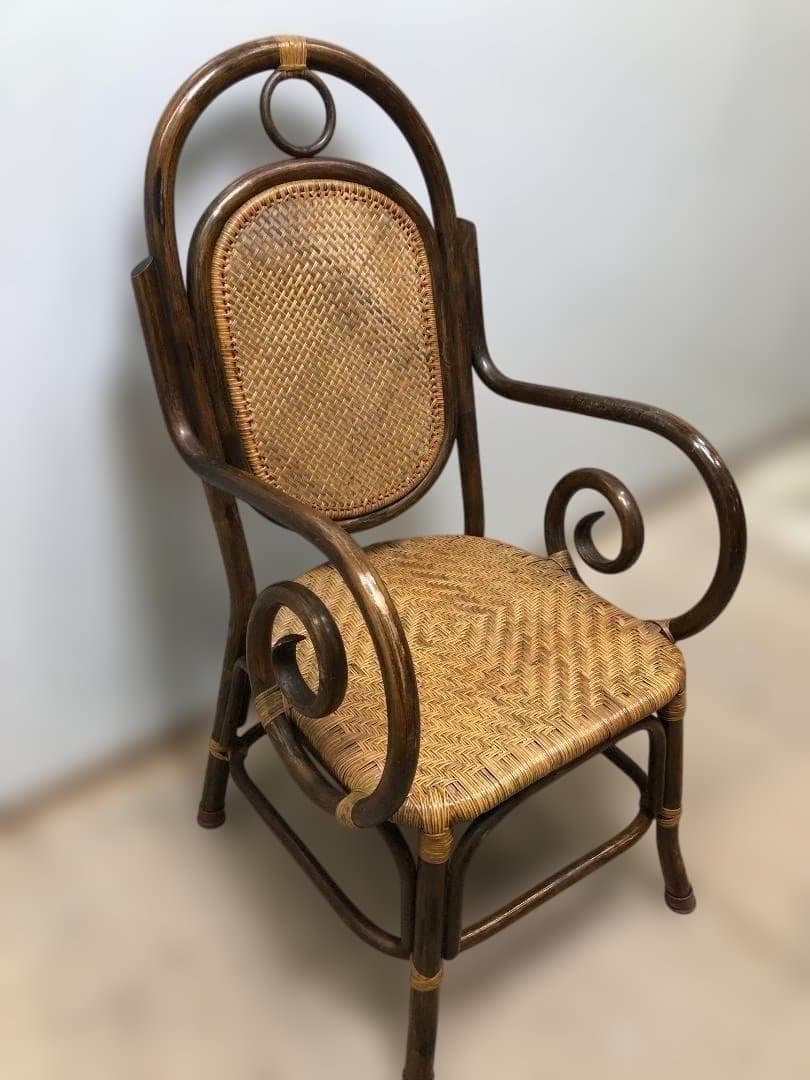 ラタンチェア　イス　ヴィンテージ　ラタン　藤家具　250226-3