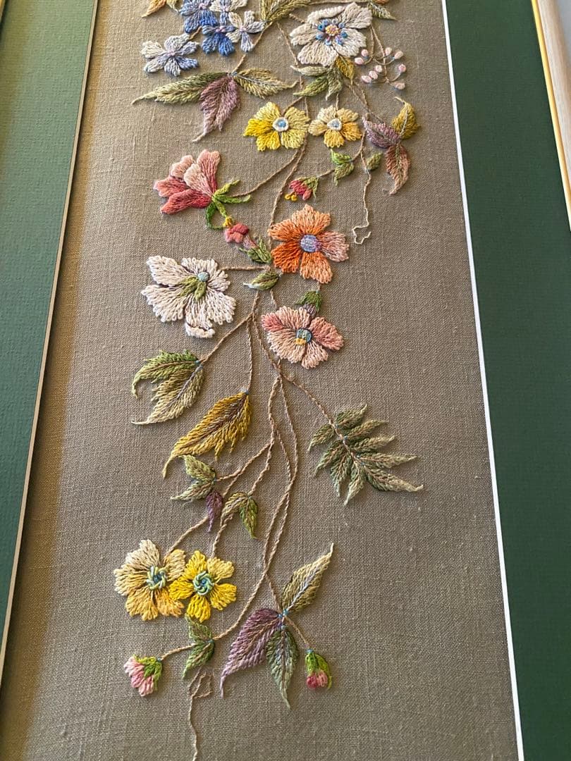 未使用【戸塚刺繍】額 91.5cm×32cm 花と鳥