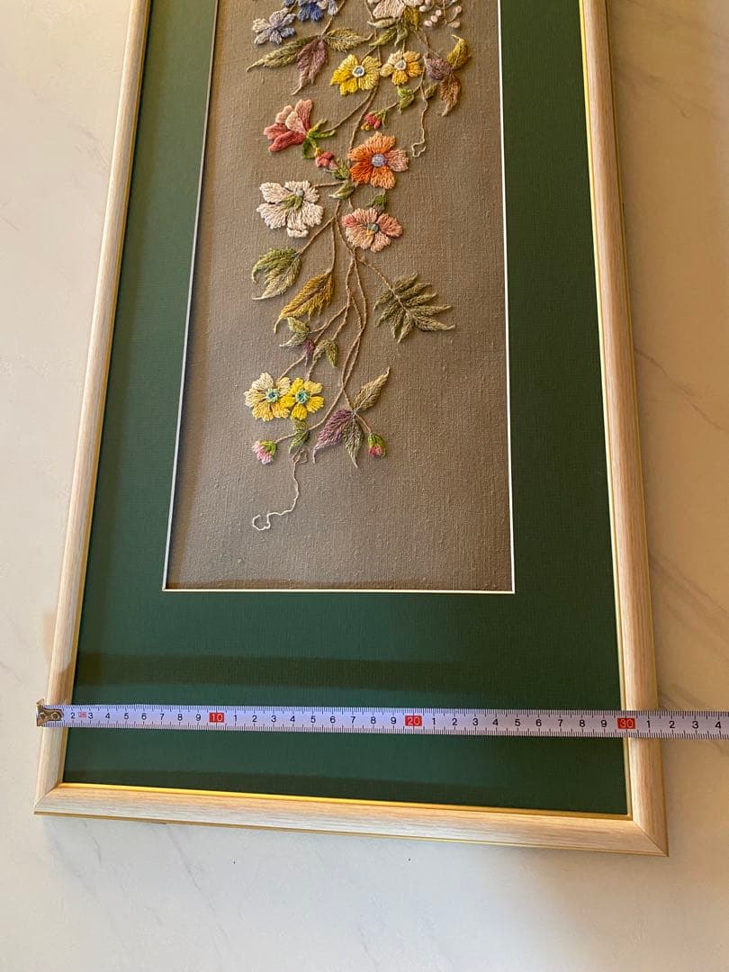 未使用【戸塚刺繍】額 91.5cm×32cm 花と鳥