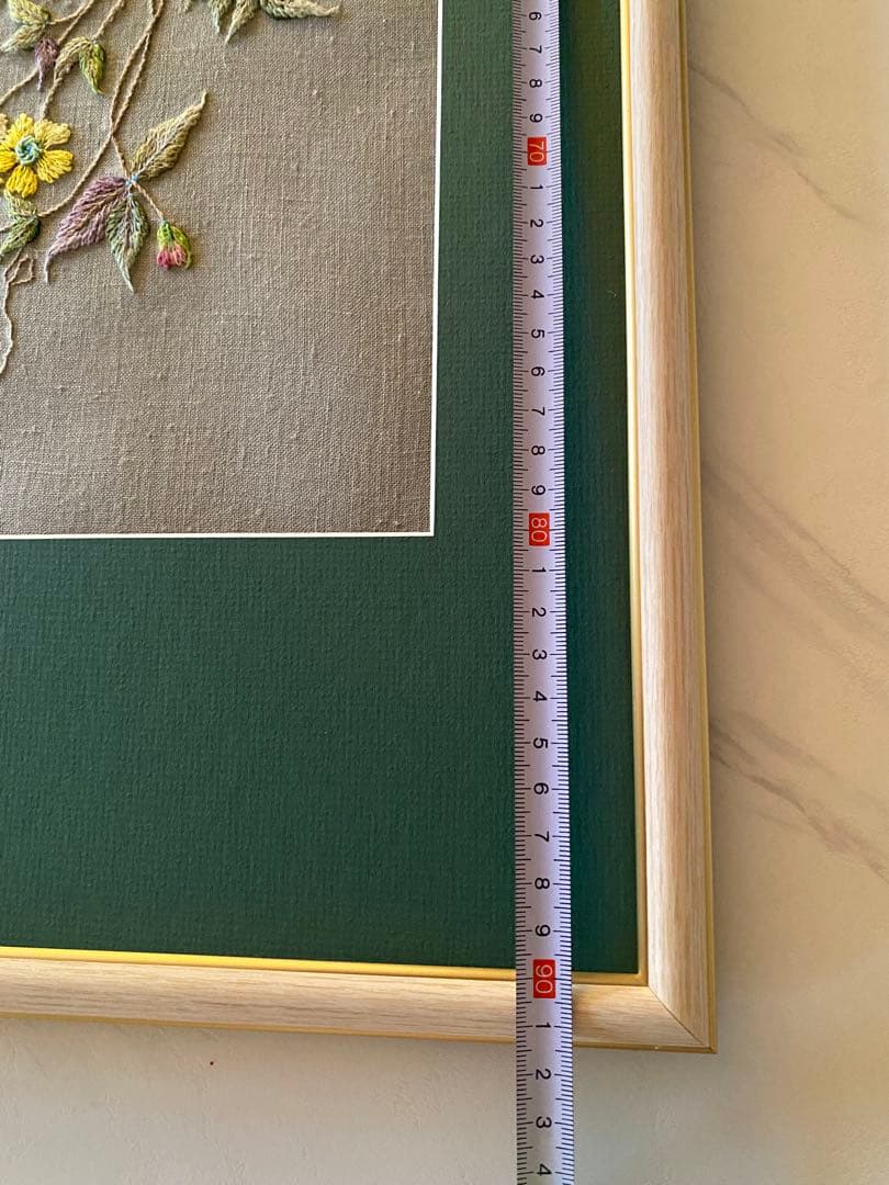 未使用【戸塚刺繍】額 91.5cm×32cm 花と鳥