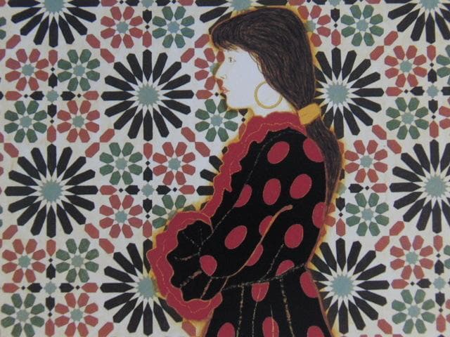 大熊峻、【アルハンブラ】、希少な大判額装用画集より、美品、日本人画家、新品額装付