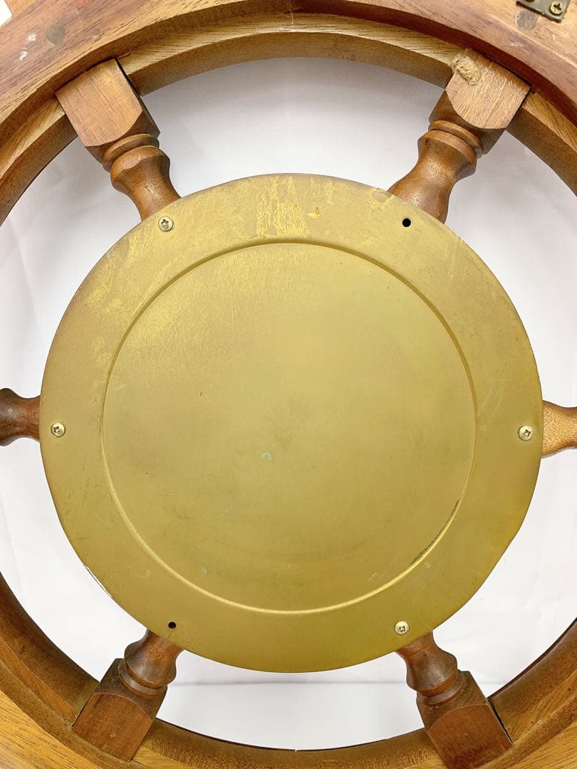 2SAM28 舵 掛け時計 アンティーク 舵輪デザイン 置時計 木製 真鍮