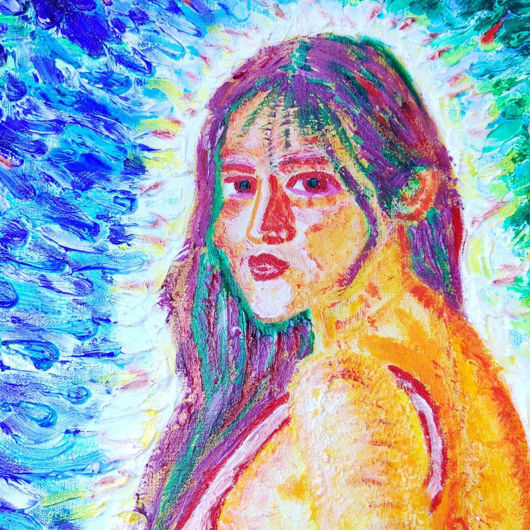 アクリル絵画 水着の女性　一点もの　幻想的