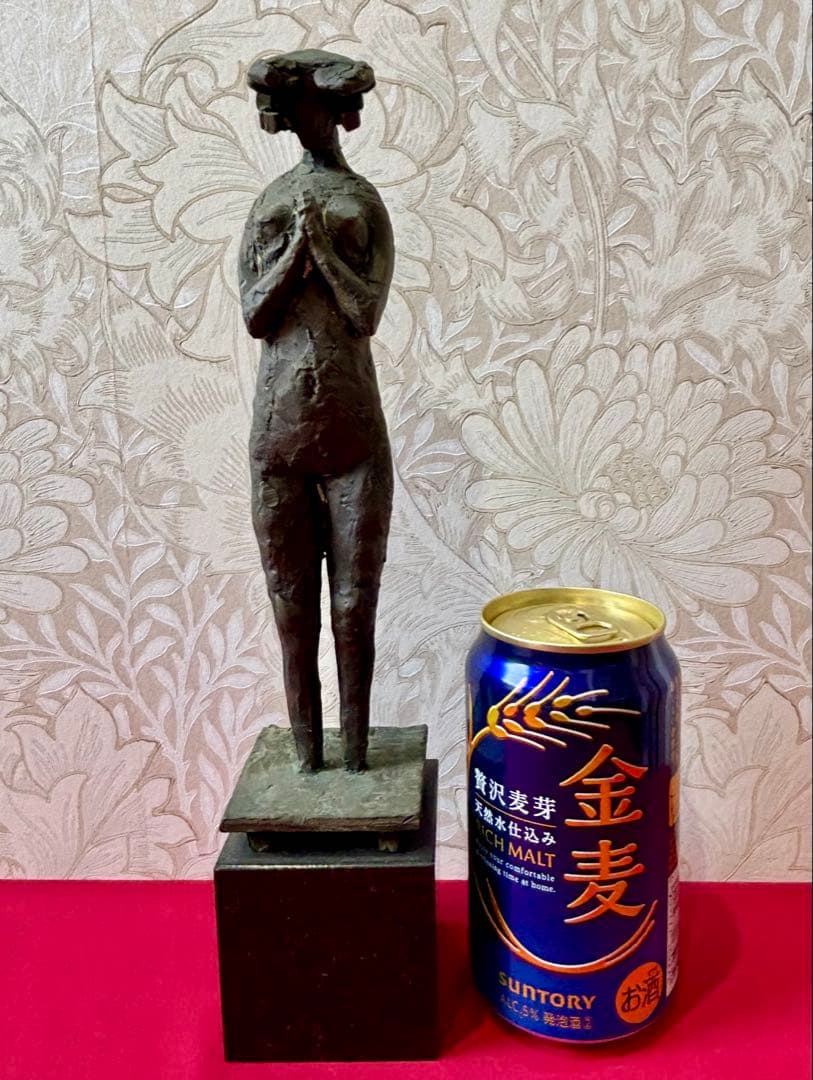 【ブロンズ彫刻★「黎」(台座付き)】 【高さ28.2cm、レア】