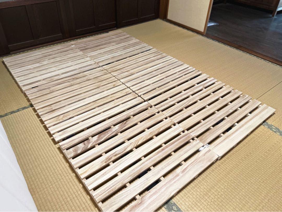 三つ折りすのこマット/天然木桐材(無塗装）