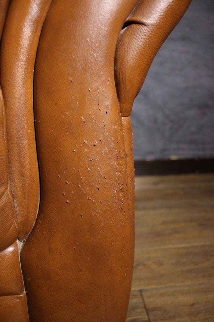 首都圏送無料〜LEATHER WORLD 本革張り シングルソファ　ヴィンテージ