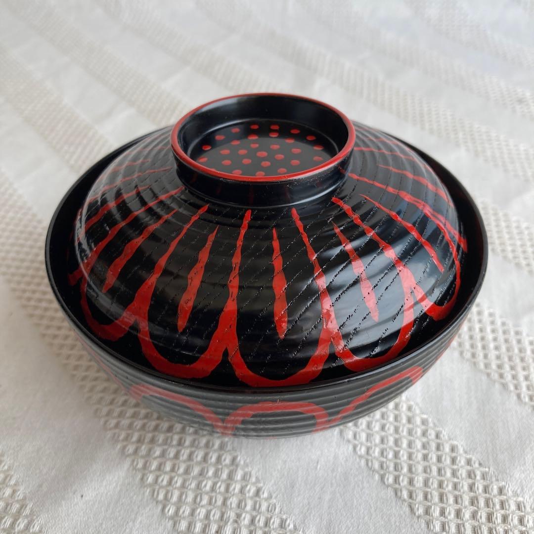 越前漆器　木製蓋付吸物椀　5客組