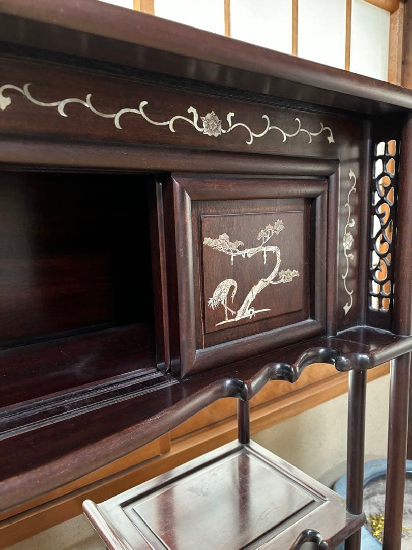 昭和レトロ　螺鈿細工　飾り棚