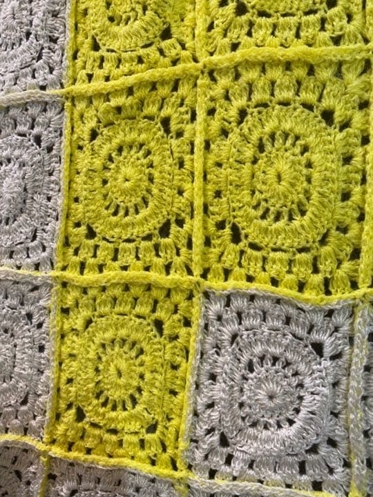 古着 ビンテージ 70s 幾何学模様 グラニー ブランケット キャンプ ラグ