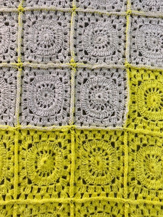 古着 ビンテージ 70s 幾何学模様 グラニー ブランケット キャンプ ラグ