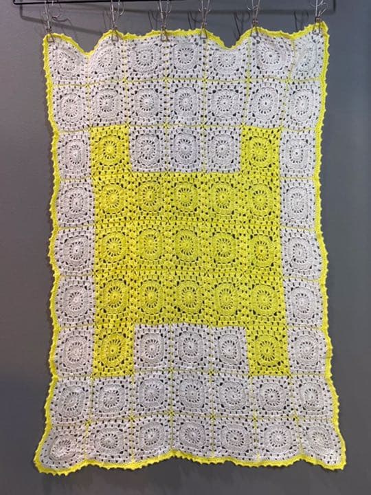 古着 ビンテージ 70s 幾何学模様 グラニー ブランケット キャンプ ラグ