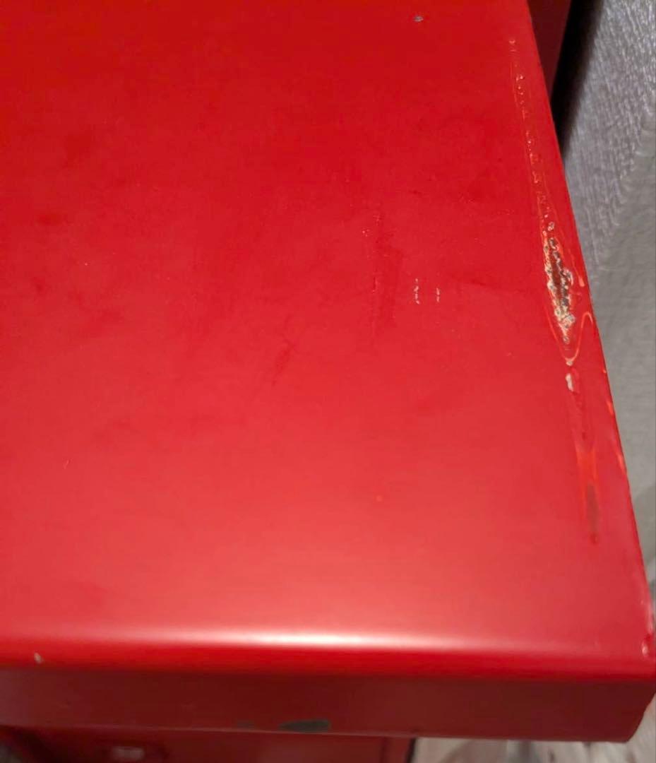 ビンテージ風スチールキャビネット　5段　赤