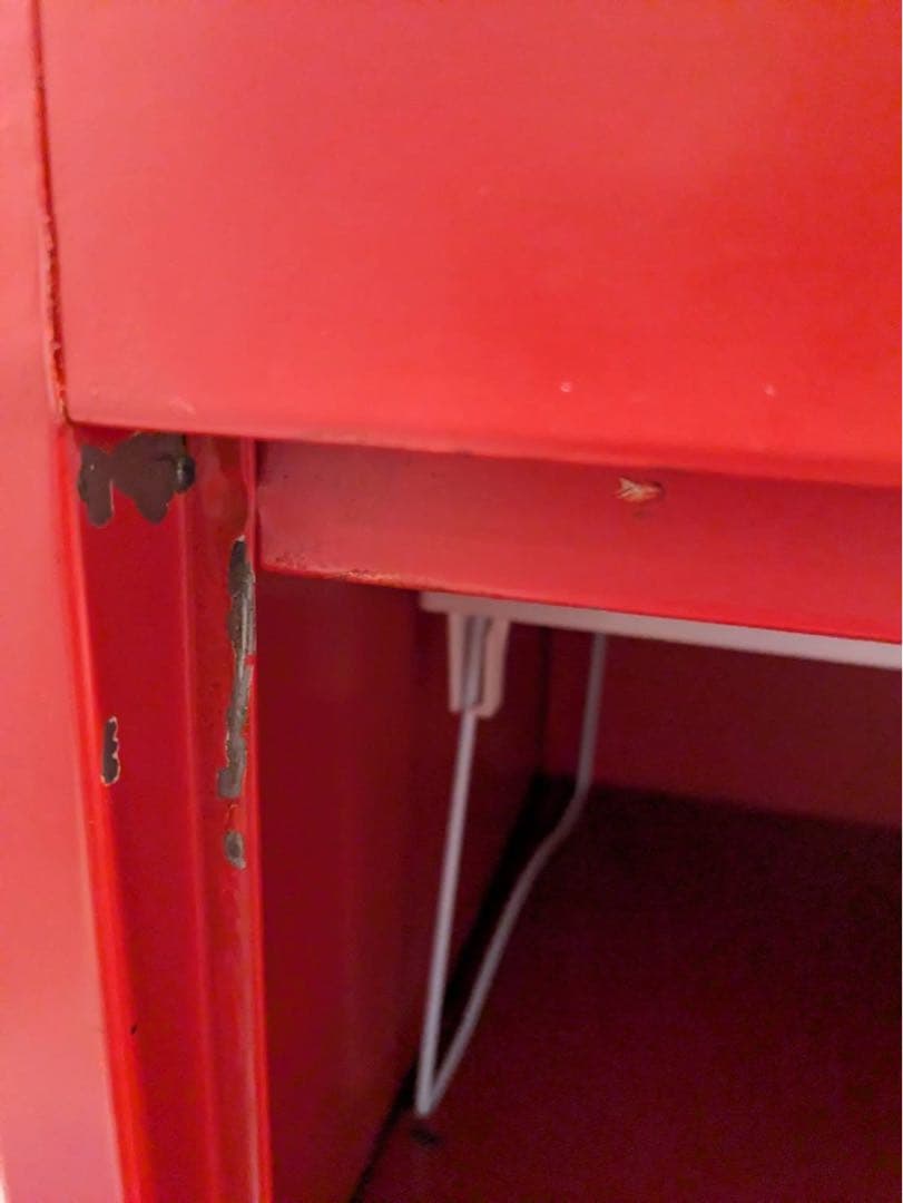 ビンテージ風スチールキャビネット　5段　赤